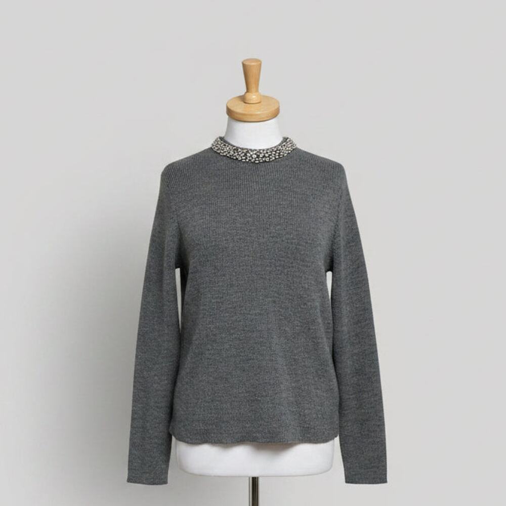 Drew gray rhinestone collar Aurora sweater, Size M